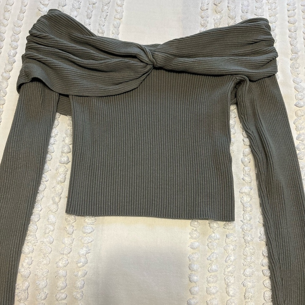 Green Abercrombie off the shoulder top